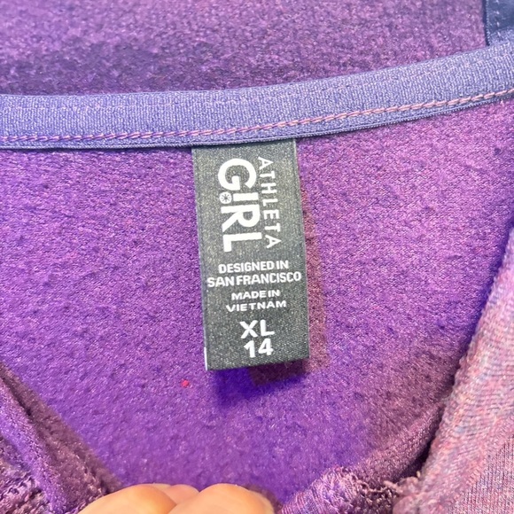 Athleta Girl Plum Thumb Hole Pocket Hoodie Sweater Size XL​ - Picture 2 of 9